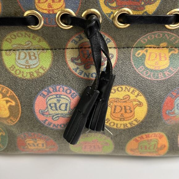 Dooney and Bourke Mini Bag Italian Leather Coated Cotton Colorful All Over Logo - Picture 6 of 11